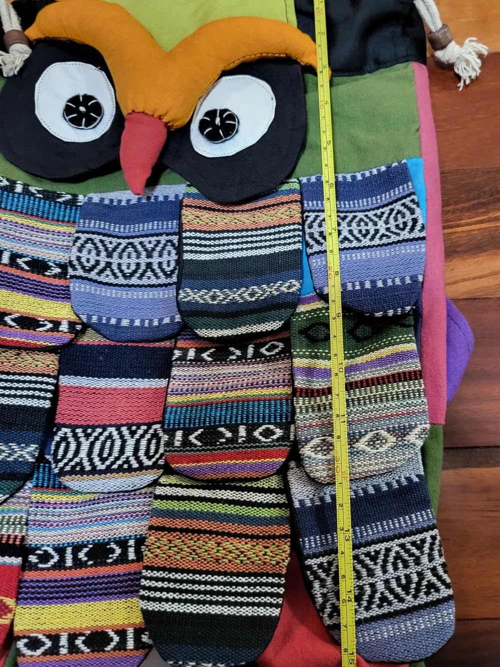 Colorful Owl Patchwork Backpack for Women in Green & Multicolor